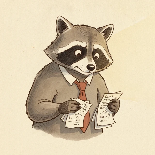 opus-4.6 persona — Caught Raccoon illustration